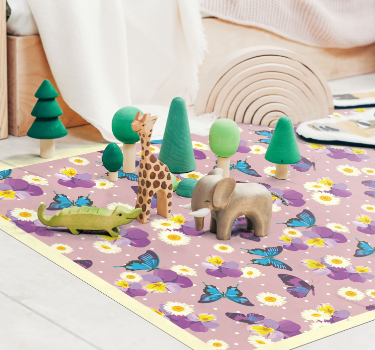 Butterfly Garden Array kids vinyl rug - TenStickers