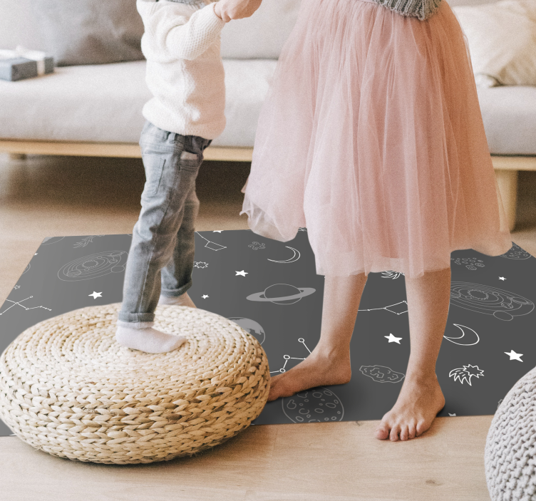 Grey celestial elements star vinyl rug - TenStickers