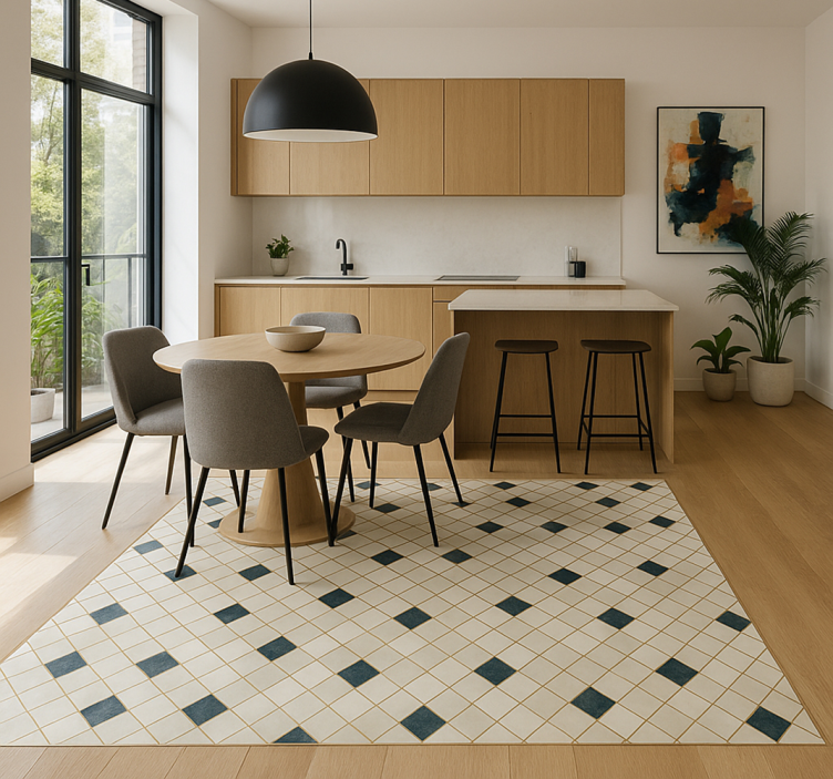 Cement tiles grey tones living room vinyl rug - TenStickers