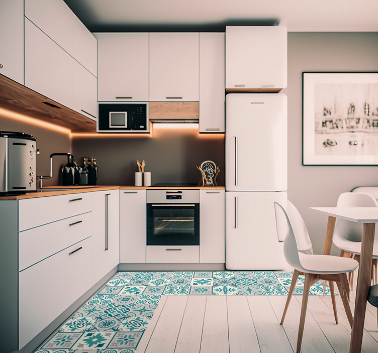 Ceramic-inspired Design kitchen vinyl rug - TenStickers