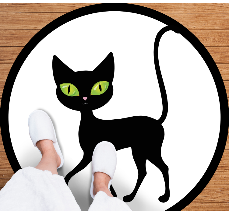 Charming black cat animal vinyl rug - TenStickers
