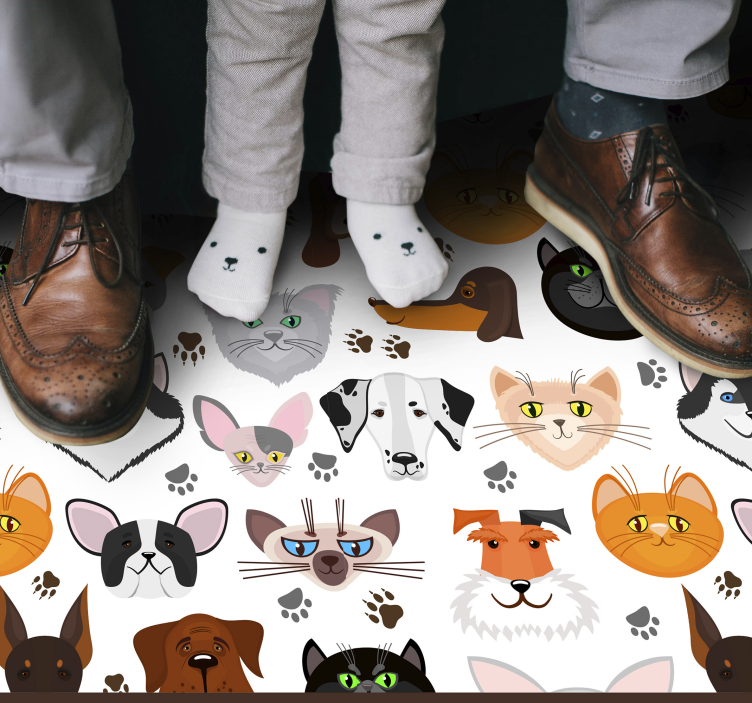 Charming Creature Faces animal vinyl rug - TenStickers
