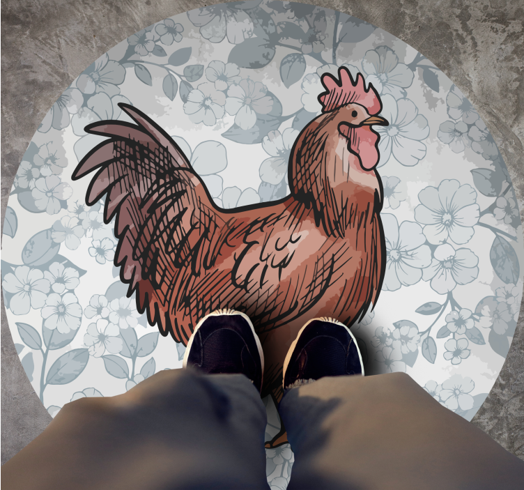 Charming rooster animal vinyl rug - TenStickers