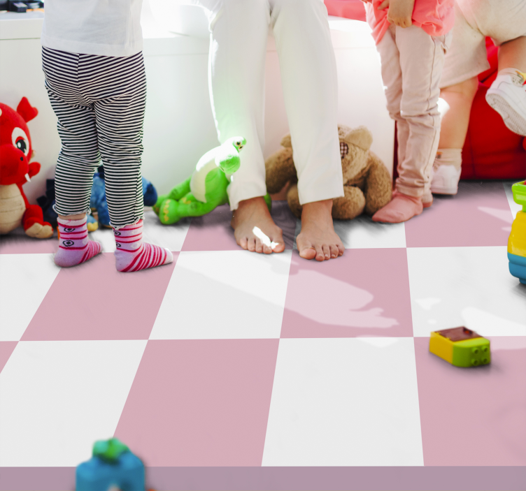 Checked Pink Pattern kids vinyl rug - TenStickers