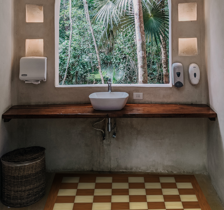 Checkerboard Bathroom bathroom vinyl rug - TenStickers