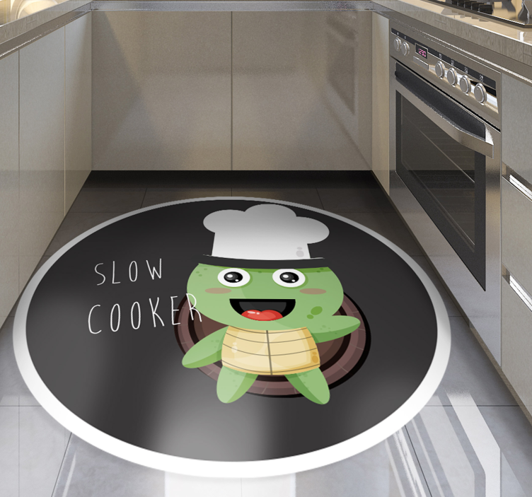 Chef Turtle Illustration kitchen vinyl rug - TenStickers