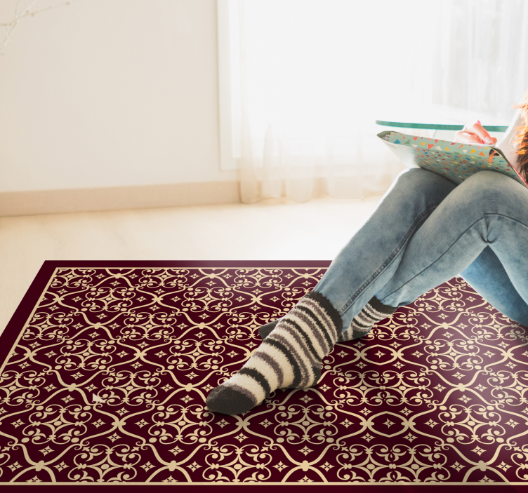 Sophisticated Retro Motif vintage vinyl rug - TenStickers