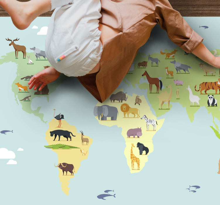Childish style  world map vinyl rug - TenStickers