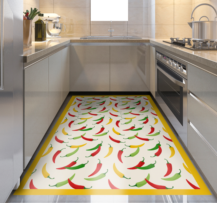 Chili pepper motif kitchen vinyl rug - TenStickers