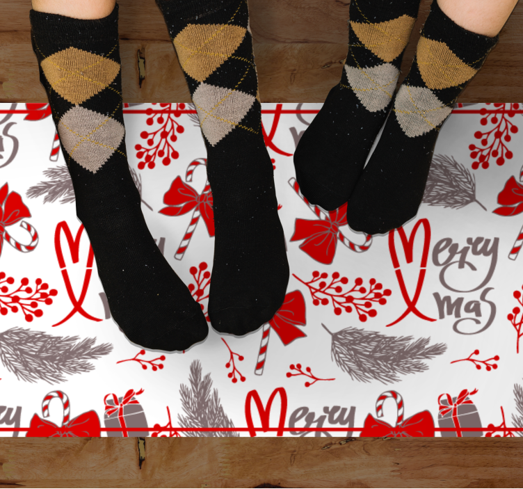 Greetings and hearts Christmas vinyl rug - TenStickers