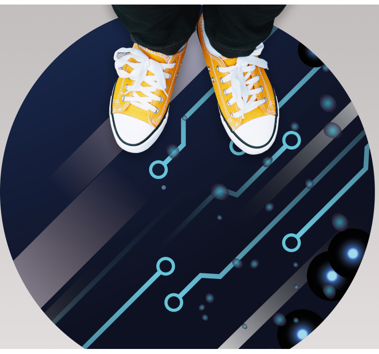 Circuit board pattern teen vinyl rug - TenStickers