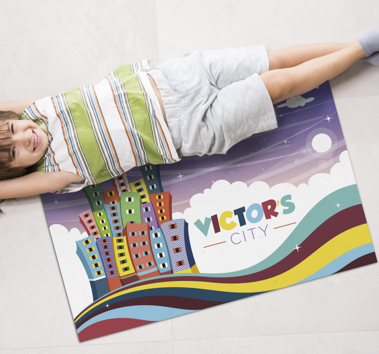 Cityscape Rainbow custom vinyl rug - TenStickers