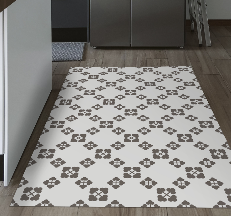 Beige four clovers design nature vinyl rug - TenStickers