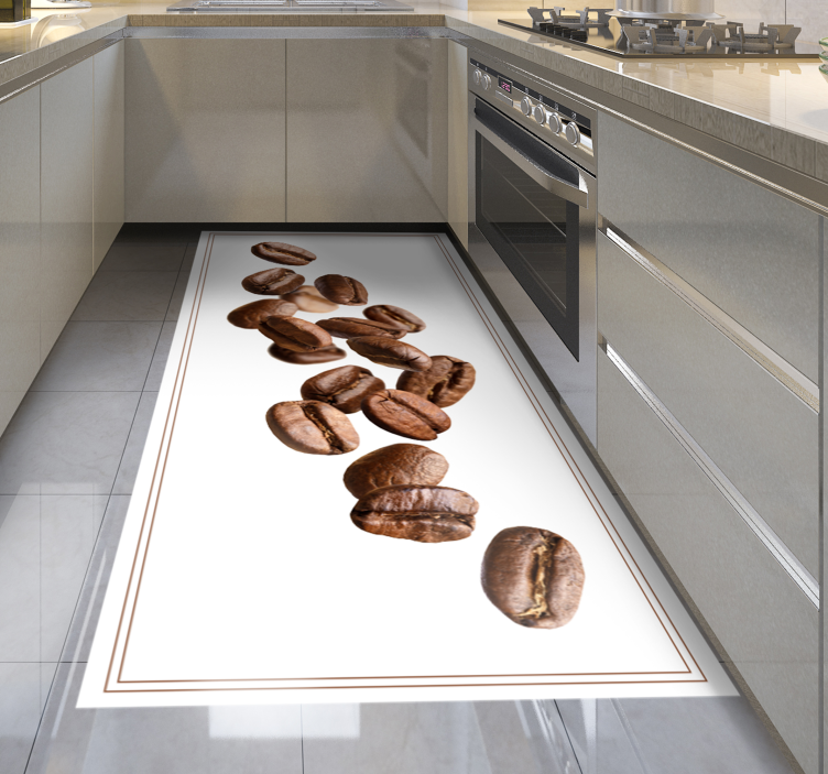 Coffee Bean Trail kitchen vinyl rug - TenStickers