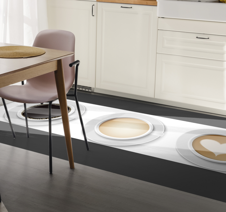 Coffee Cups Runner kitchen vinyl rug - TenStickers