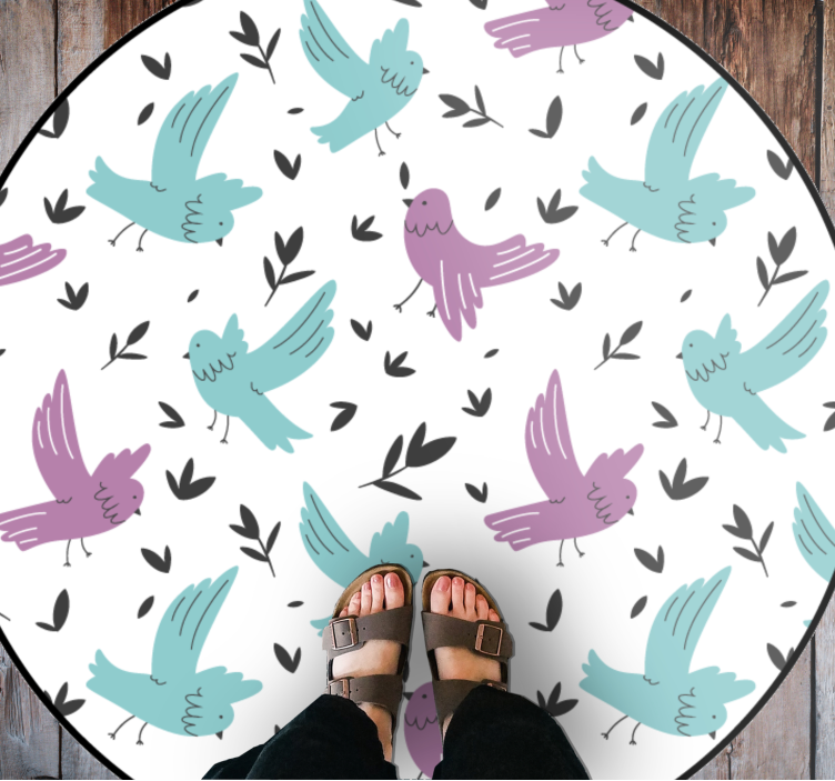 Blue and purple birds nature vinyl rug - TenStickers