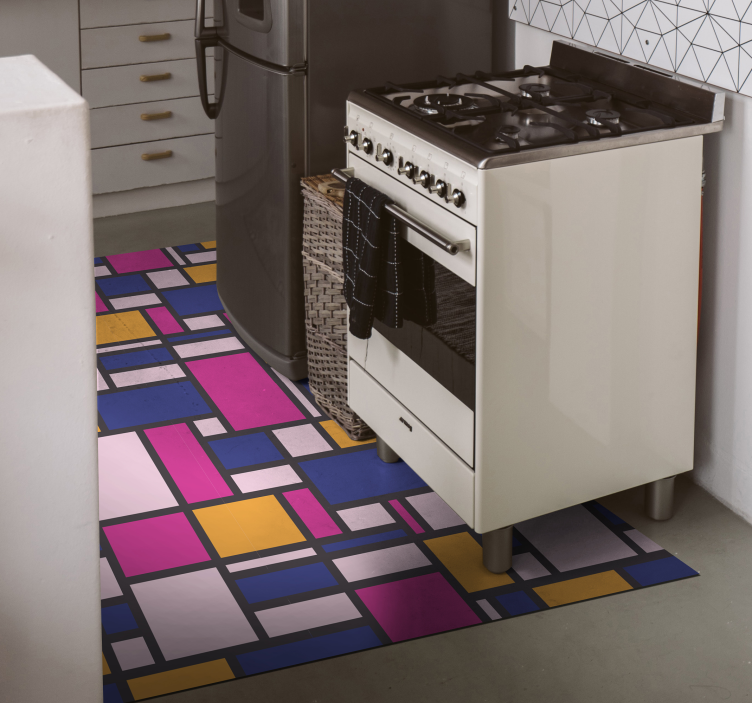 Colorful blocks geometric vinyl rug - TenStickers