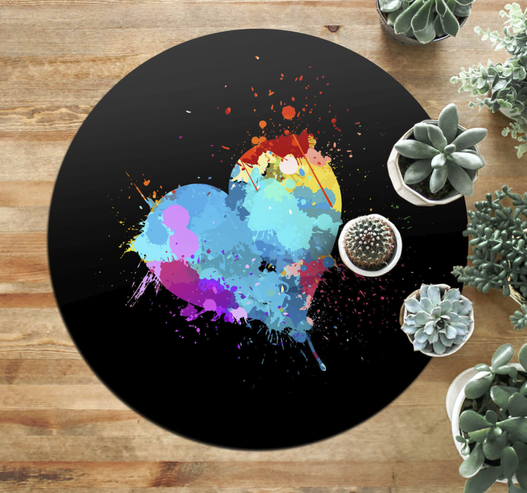 Colorful heart splash teen vinyl rug - TenStickers