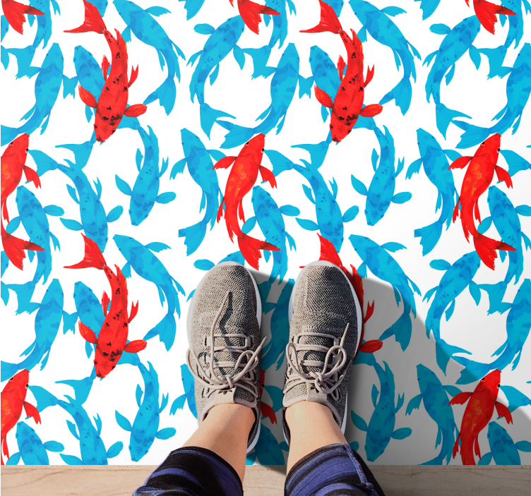 Colorful Koi Fish bathroom vinyl rug - TenStickers