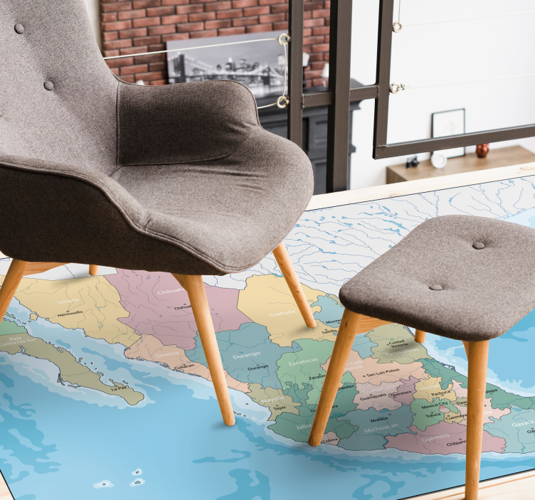 Colorful Map Detail world map vinyl rug - TenStickers