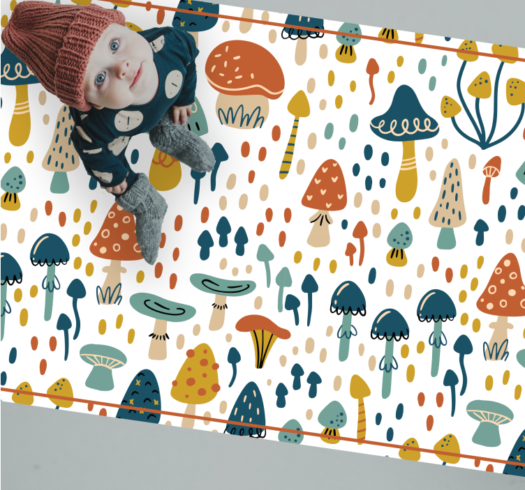 Colorful Mushroom Theme kids vinyl rug - TenStickers