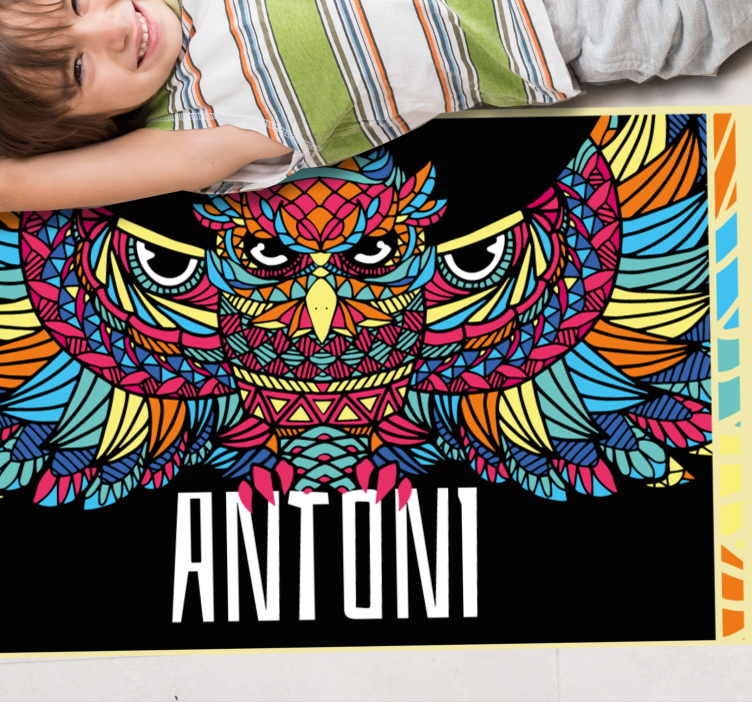 Colorful Owl Customization custom vinyl rug - TenStickers