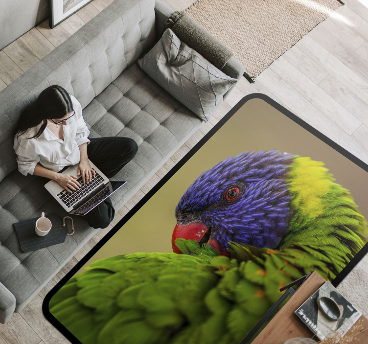 Colorful parrot portrait animal vinyl rug - TenStickers
