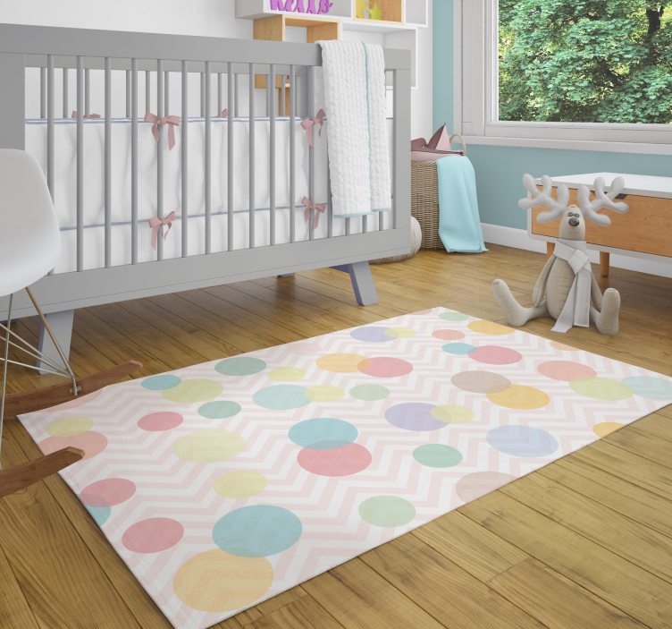 Colorful Polka Dot Chevron playroom rug - TenStickers