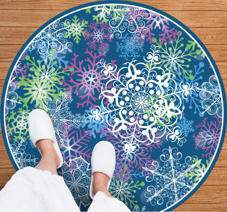 Colorful Snowflake Pattern Christmas vinyl rug - TenStickers