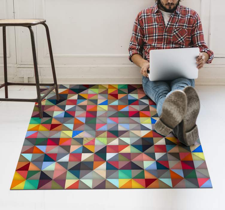 Colorful Triangular Pattern geometric vinyl rug - TenStickers