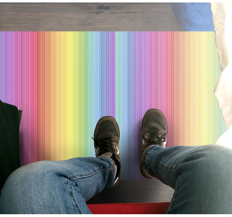 Colorful rainbow effect striped vinyl rug - TenStickers