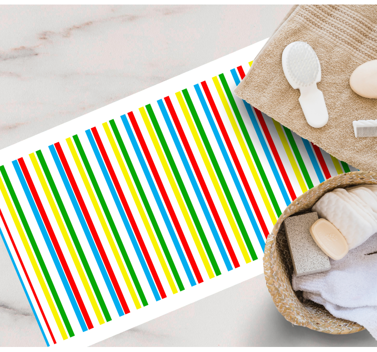 Colorful vertical pattern striped vinyl rug - TenStickers