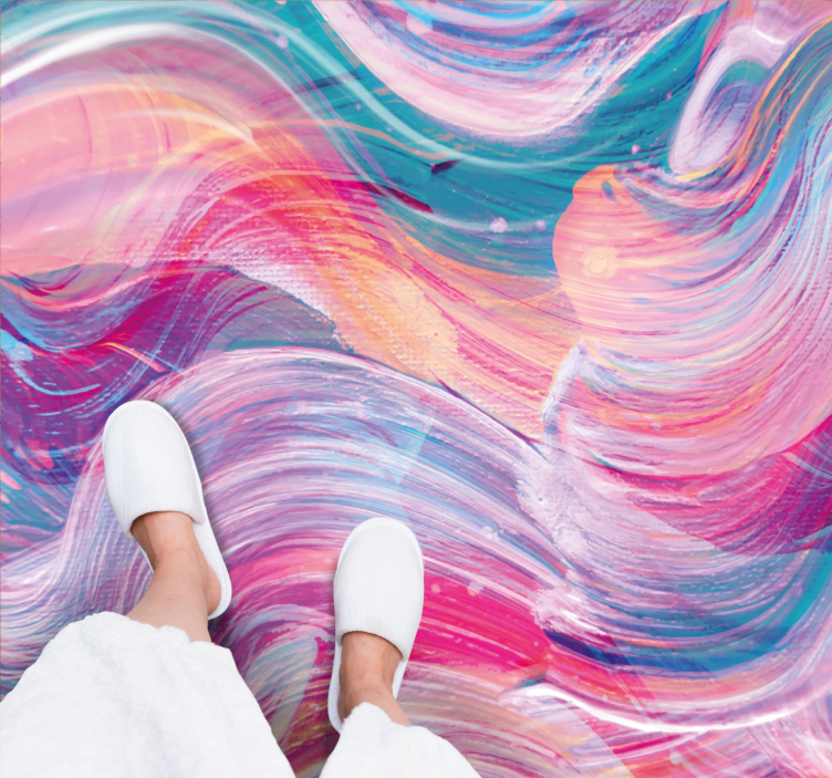 Colorful Wave Swirls stone effect vinyl rug - TenStickers