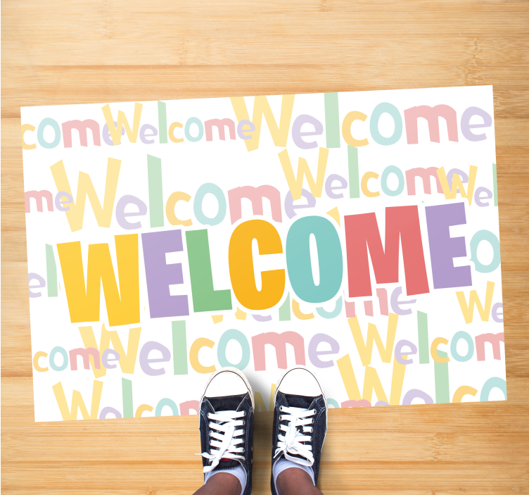 Colorful Welcome Typography custom rug - TenStickers