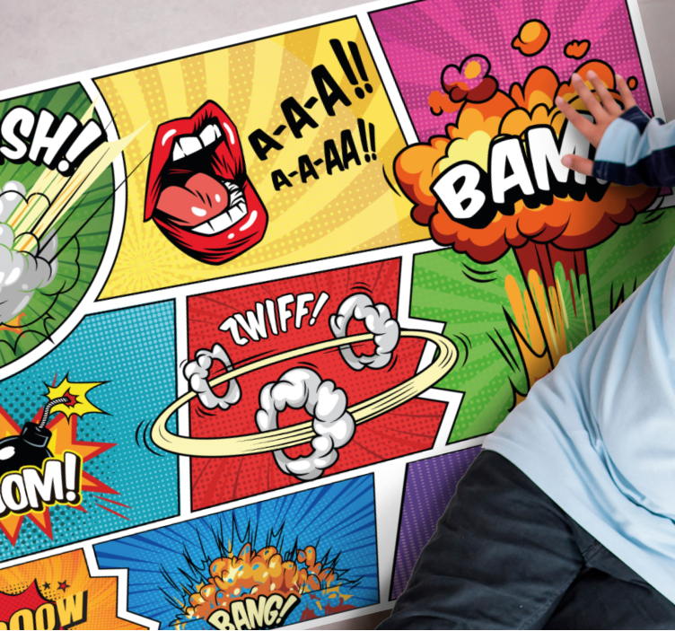 Comic Book Action teen vinyl rug - TenStickers