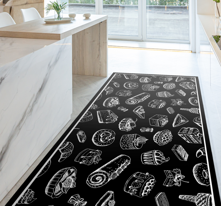 Confectionery Sketches kids vinyl rug - TenStickers