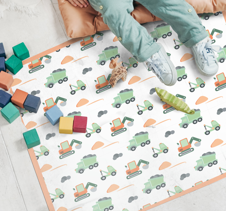 Construction Playtime kids vinyl rug - TenStickers