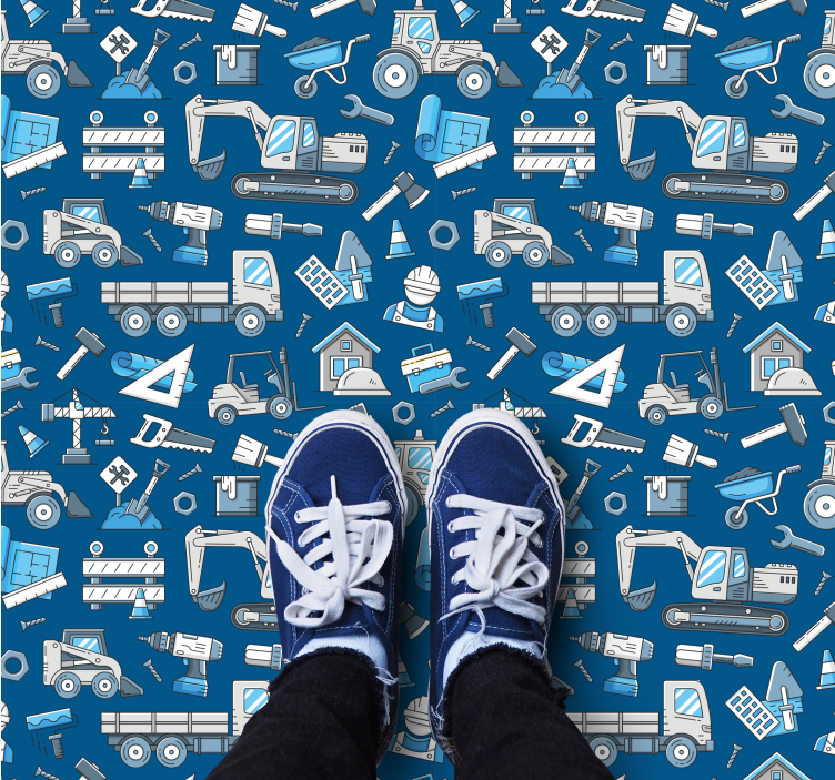 Construction Tools Print kids vinyl rug - TenStickers