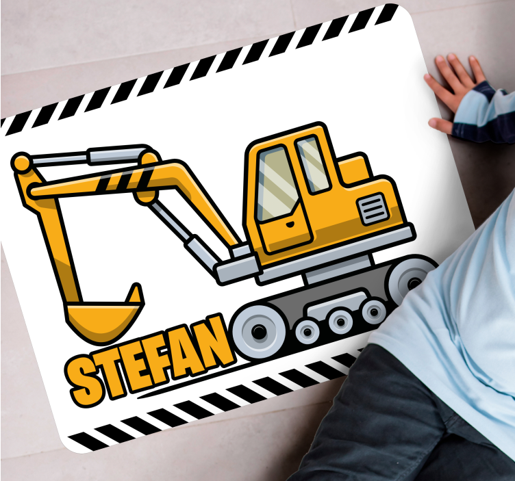 Custom construction vehicle kids vinyl rug - TenStickers