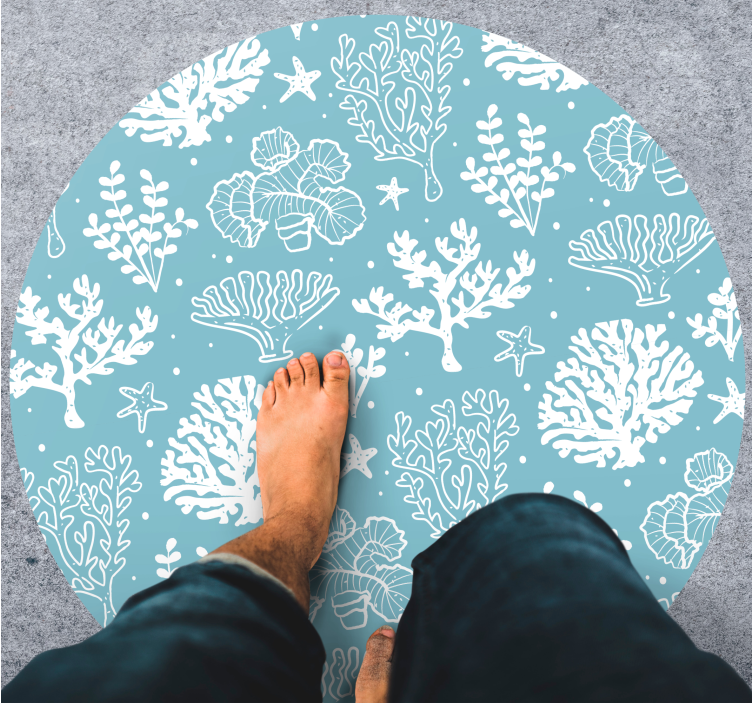 Coral reef motif floral vinyl rug - TenStickers