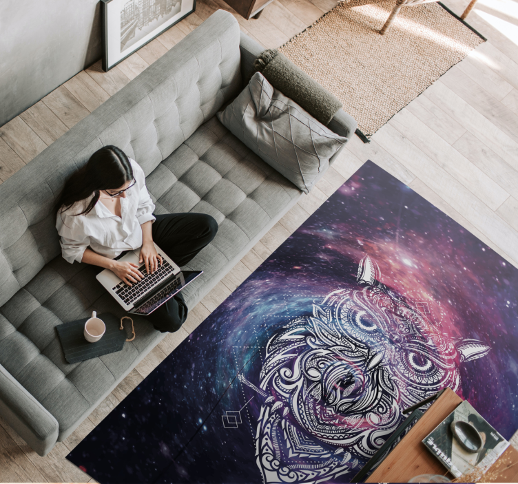 Cosmic Owl Illustration animal vinyl rug - TenStickers