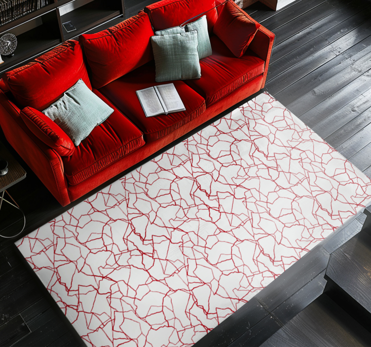 Cracking red pattern white  vinyl rug - TenStickers