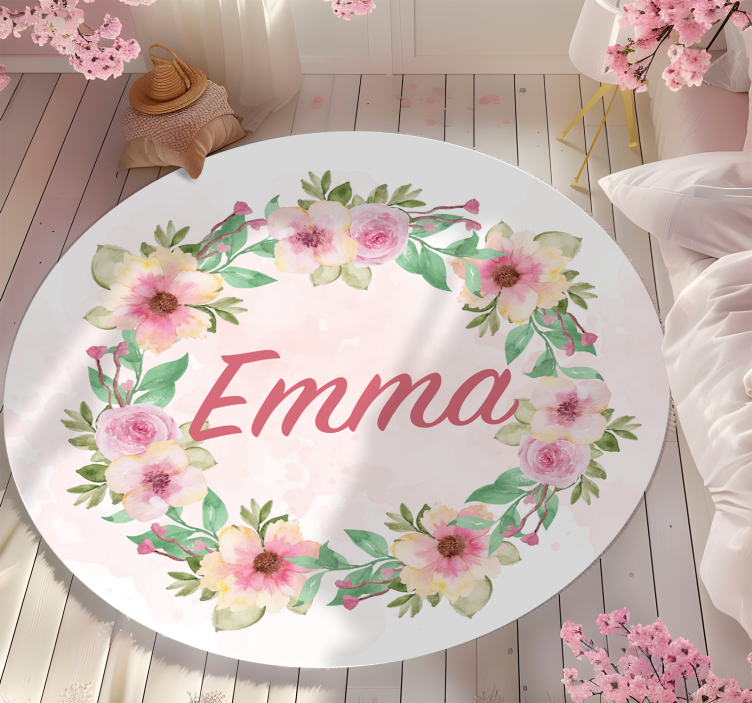 crown of flowers custom floor mat - TenStickers