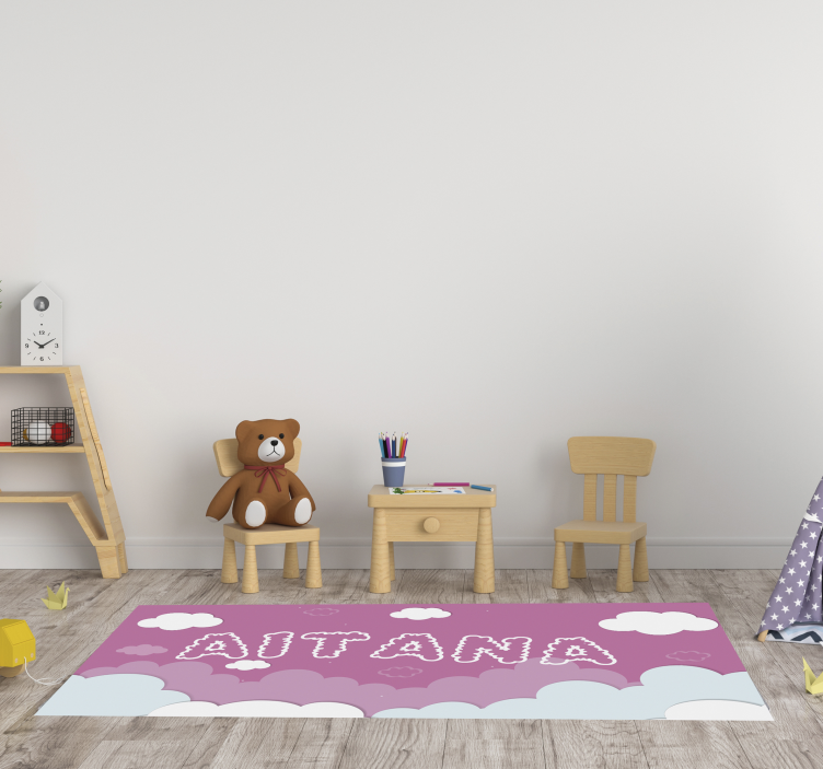 Custom Cloudy Name Floorpiece nursery rugs - TenStickers