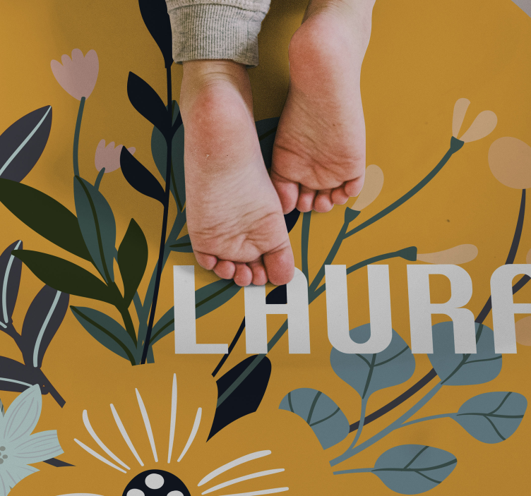 Custom Floral Emblem custom vinyl rug - TenStickers