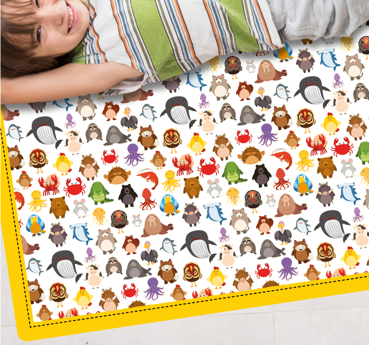 Cute animal characters animal vinyl rug - TenStickers