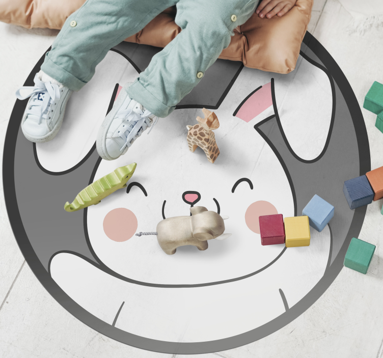 White bunny design kids vinyl rug - TenStickers