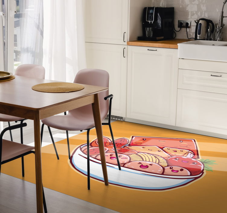 Cute cartoon food kitchen floor tiles - TenStickers