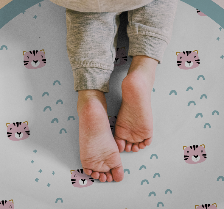 Blue rainbows and pink cats kids vinyl rug - TenStickers