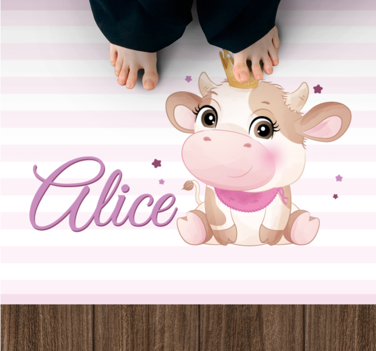 Cute Cow Character custom vinyl rug - TenStickers